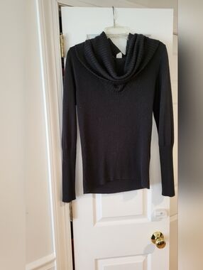 VENUS Black Ribbed Cowl Neck Sweater
